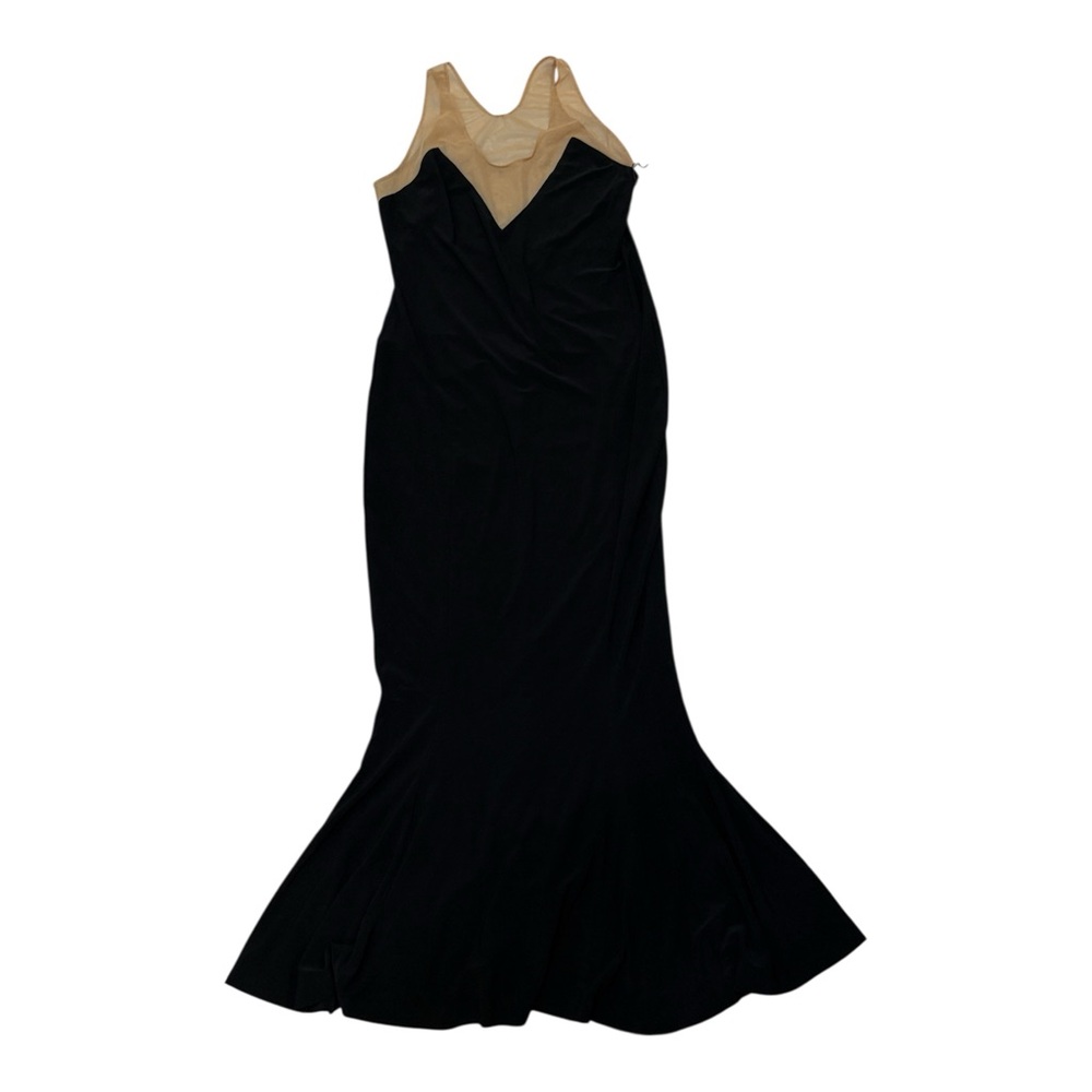Norma Kamali Racer Fishtail Dress to Midcalf – Black/Nude Mesh – Size S/36 (NWT)